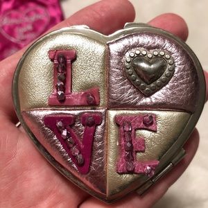 brighton heart compact mirror LOVE leather/silver